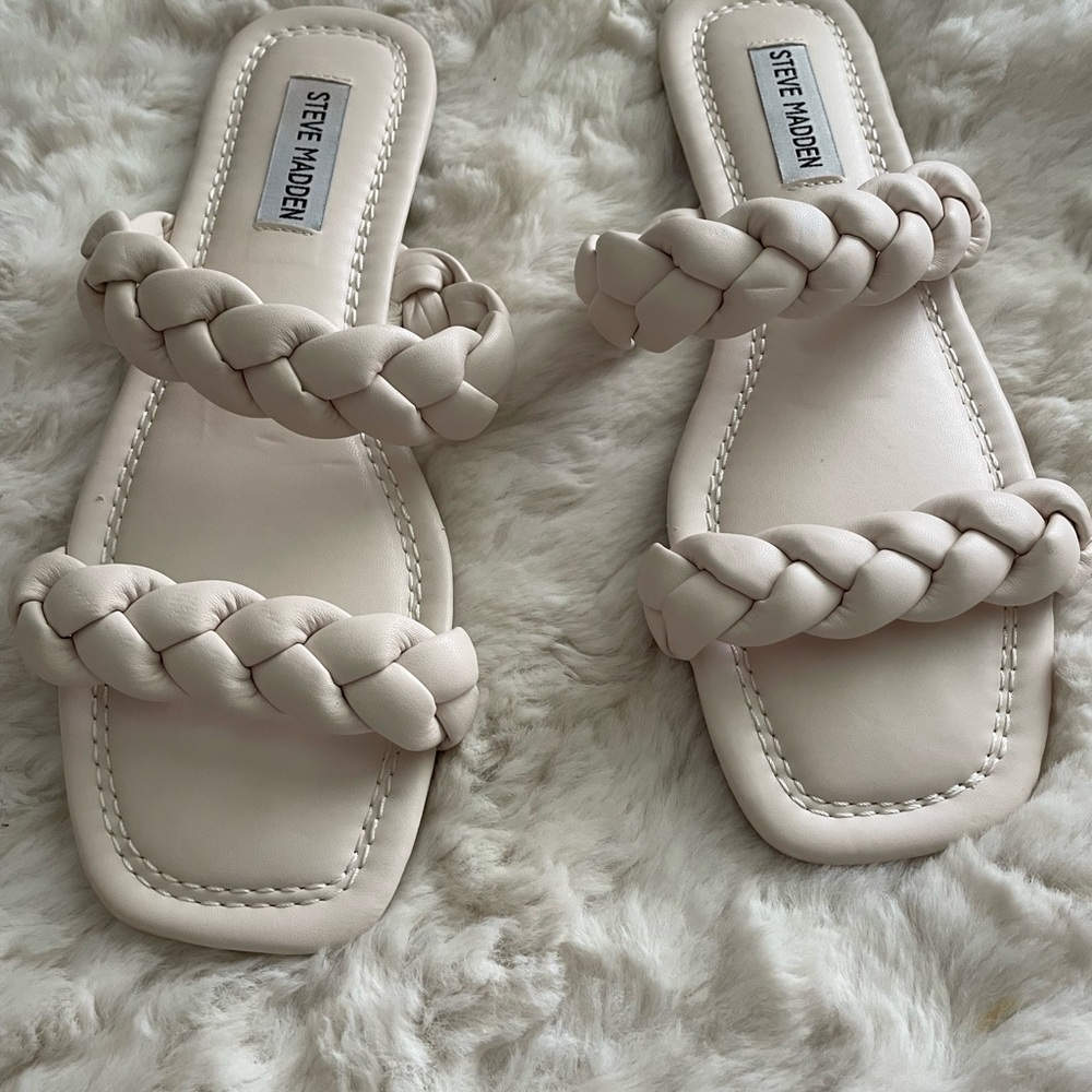 NWT Steve Madden Cream Braided Sandals